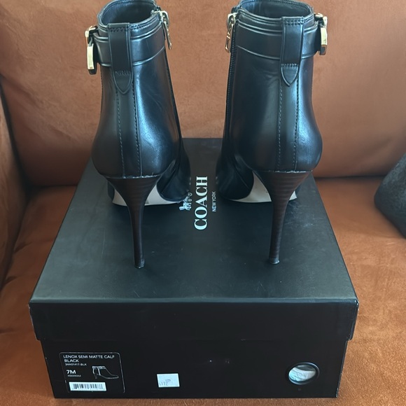 COACH Lenox Black Leather Ankle Bootie - Picture 7 of 8